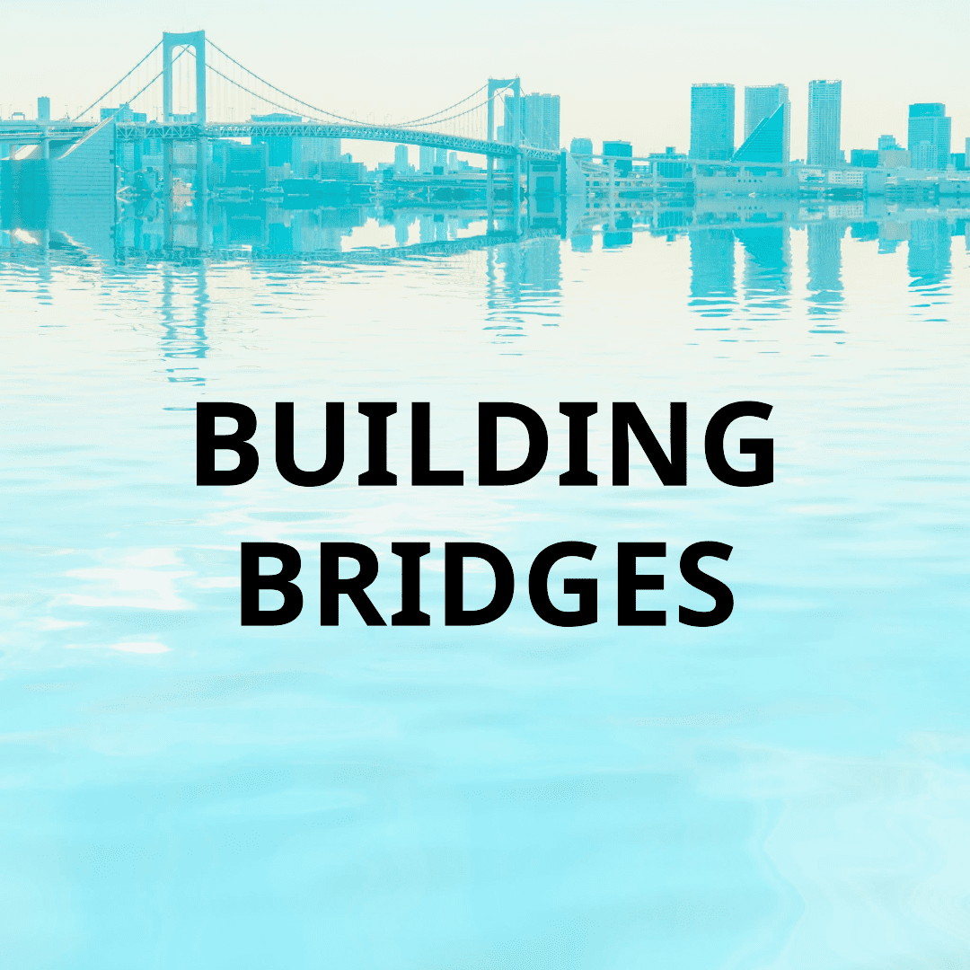 A picture of the city with text that says " building bridges ".