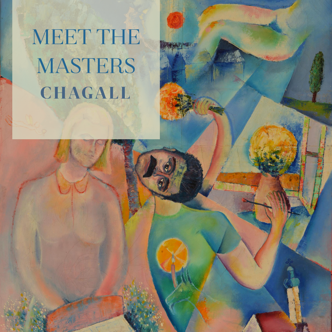 A vibrant gathering showcasing the works of Chagall, highlighting his unique artistic style and colorful expressions