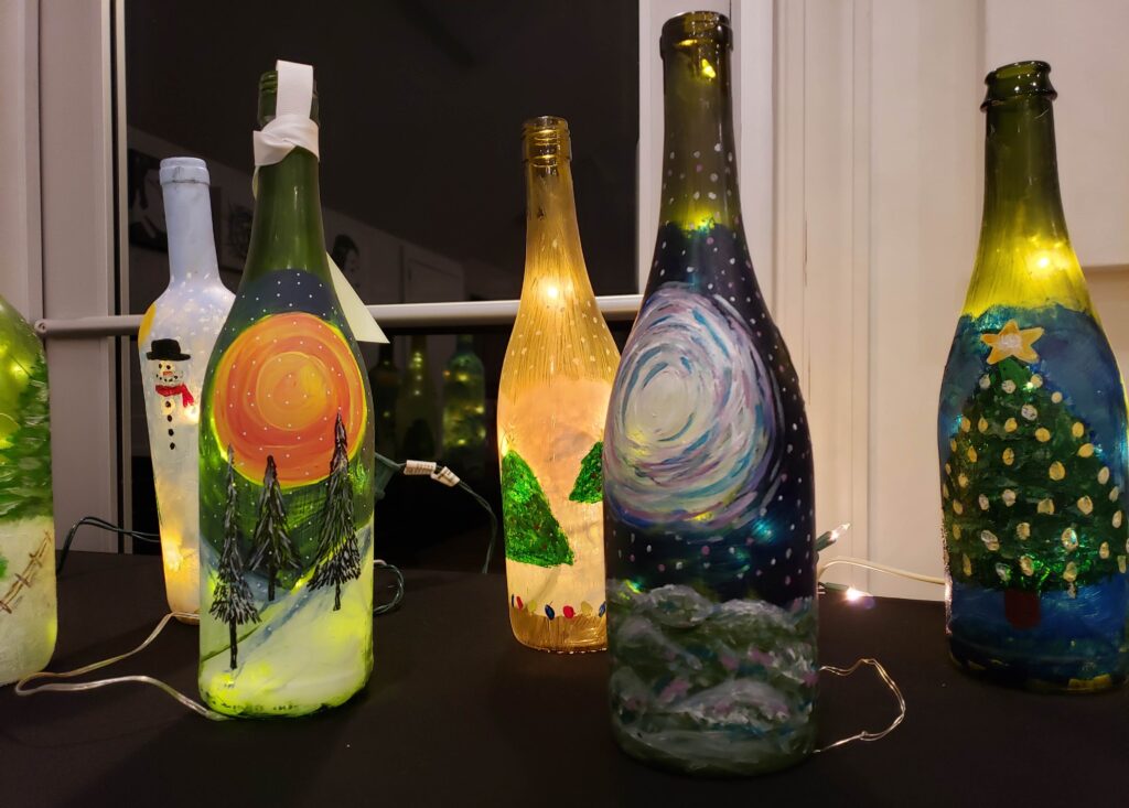 Wine and Shine: Painted Lighted Wine Bottles