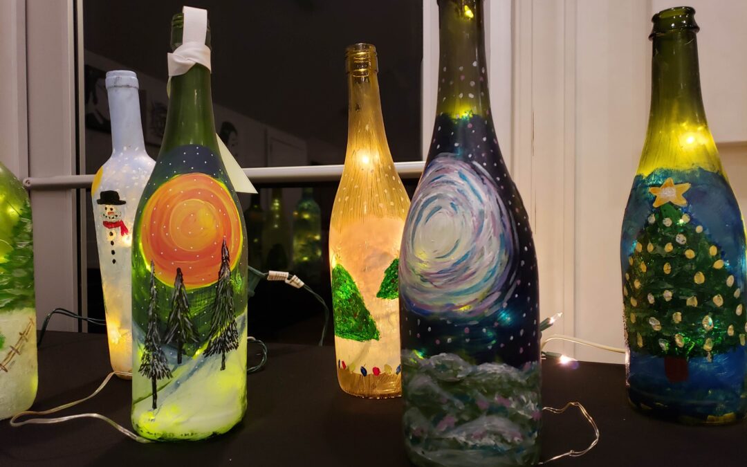 Wine and Shine: Painted Lighted Wine Bottles